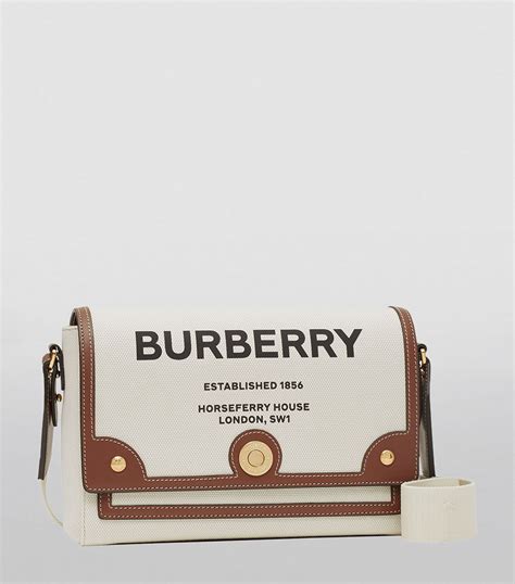 BURBERRY Canvas Horseferry Print Note Crossbody Bag Grey 